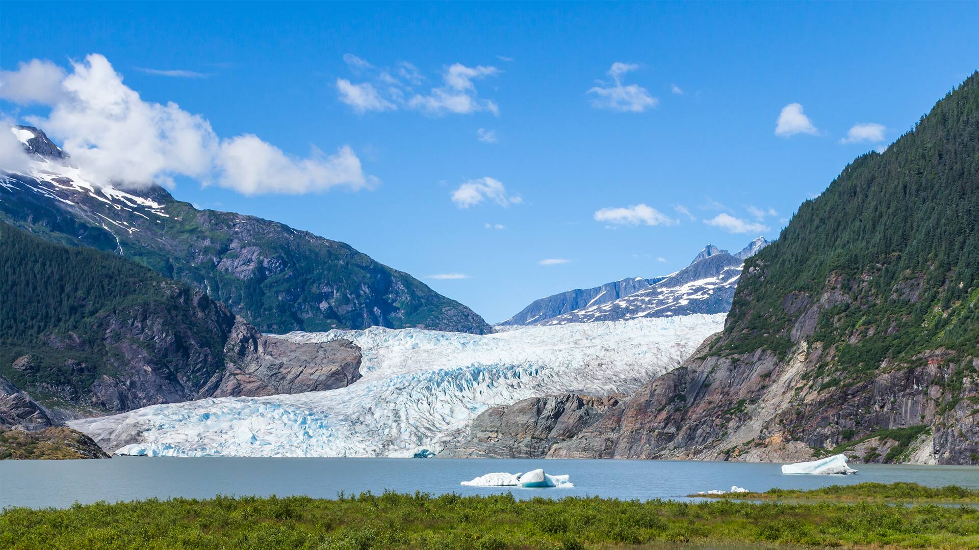Glaciar Mendenhall, criadero de peces y jardines